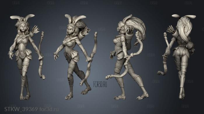 Monster Female Werebunny stl model for CNC