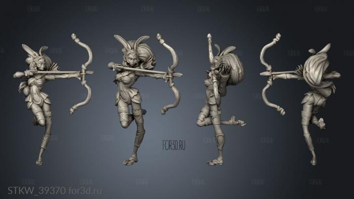 Monster Female Werebunny Archer stl model for CNC