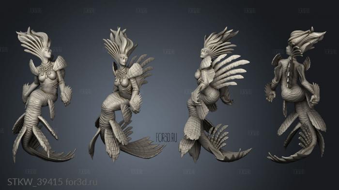 Monster Lionfish Mermaid Base stl model for CNC