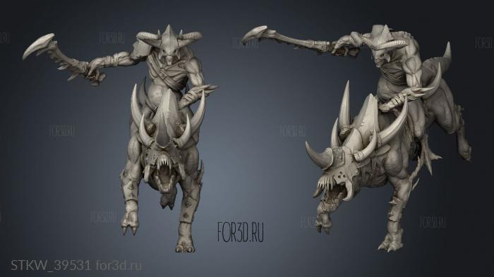 Mounted Demon Raider stl model for CNC