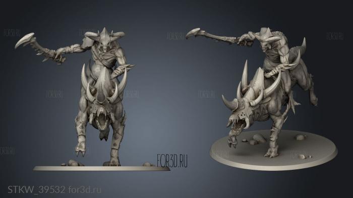 Mounted Demon Raider stl model for CNC