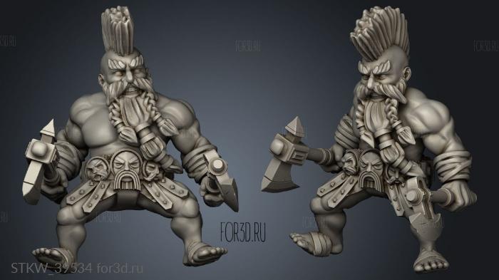 Mounted Dwarf yers Double Axe stl model for CNC