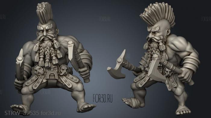 Mounted Dwarf yers Double Axe stl model for CNC