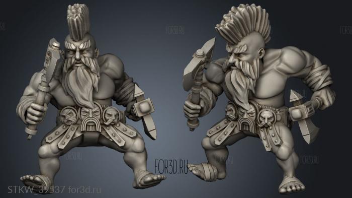 Mounted Dwarf yers Double Axe stl model for CNC