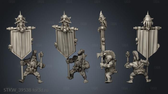 Mounted Dwarf yers Flagbearer stl model for CNC