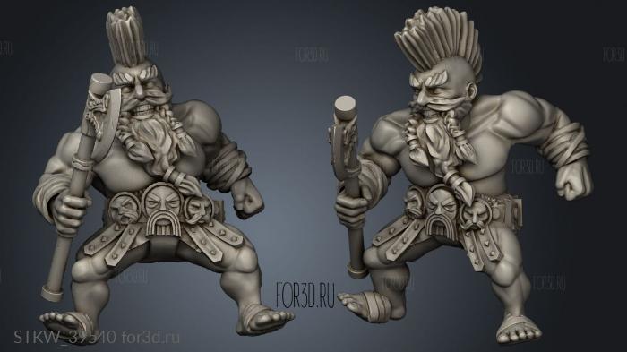Mounted Dwarf yers Great Axe stl model for CNC