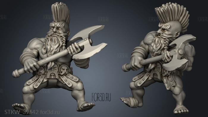 Mounted Dwarf yers Great Axe stl model for CNC