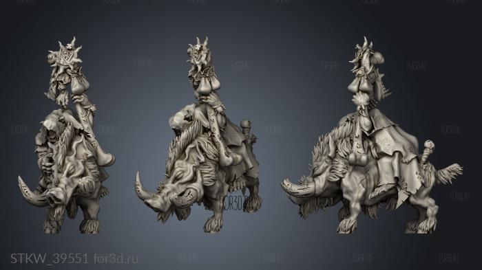 mountedc heroes warlord and shaman on boar stl model for CNC