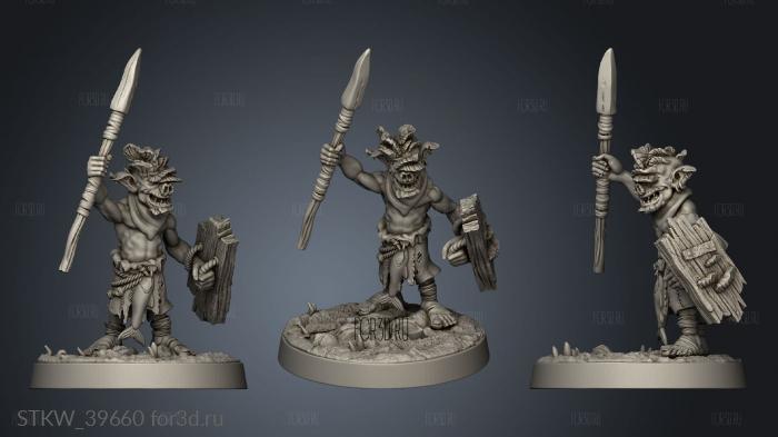 Mushroom Bayou Swamp goblins Mushroomed Spearboy 3d stl модель для ЧПУ