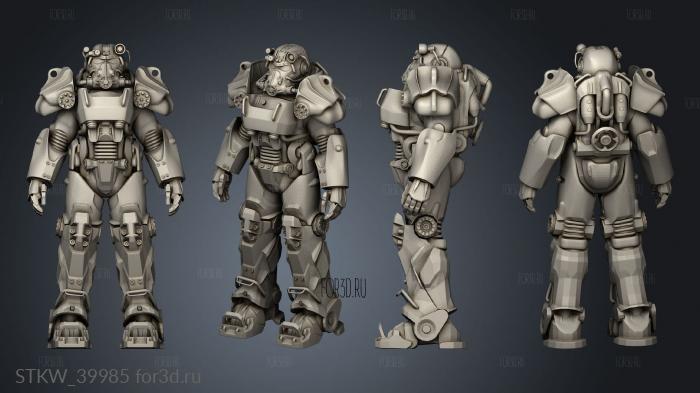 T 60 Power Armor 3D Static Figure stl model for CNC