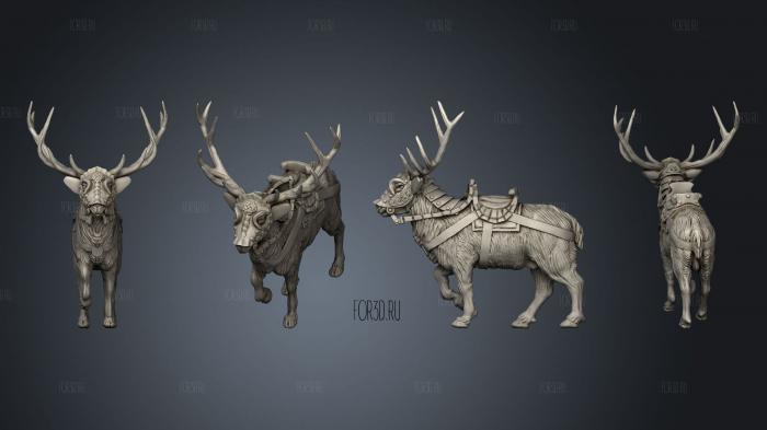 Cavalry 2 Mounts Stags 2 stl model for CNC