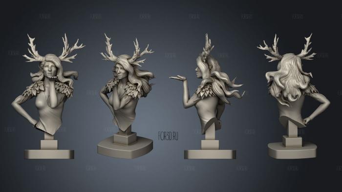 Dryad Bust stl model for CNC