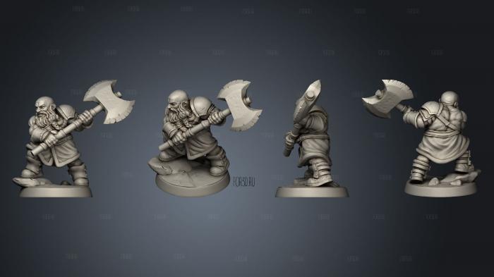 Dwarf Barbarian  Great Axe stl model for CNC