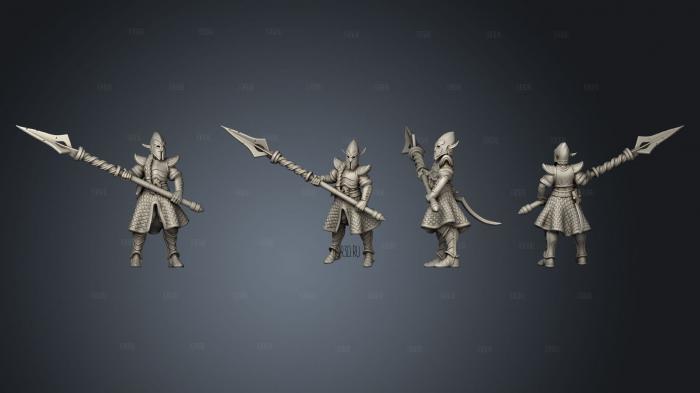 Dwarf Elf Tall Spear Warrior 1 stl model for CNC