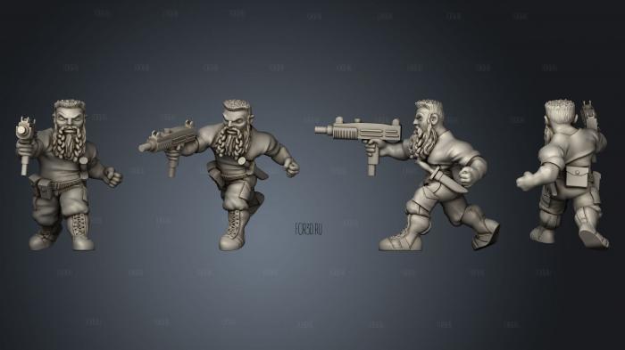 Dwarf Male Soldier stl model for CNC