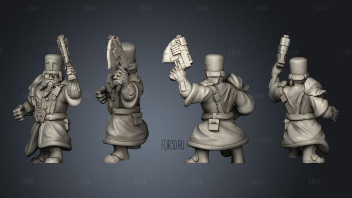 Dwarf theratorian officer withgun stl model for CNC