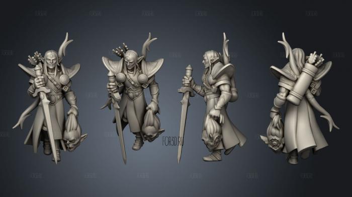 Elf Paladin Player Character stl model for CNC