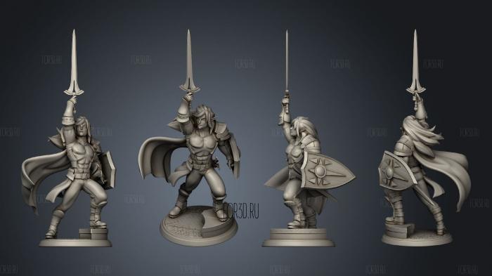 Elf Paladin with Shield stl model for CNC