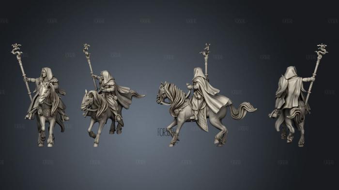 Elven Mage On Horse Body stl model for CNC