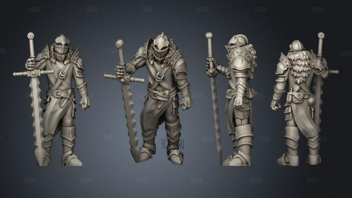 Fantasy Medieval Knight With Great Sword stl model for CNC