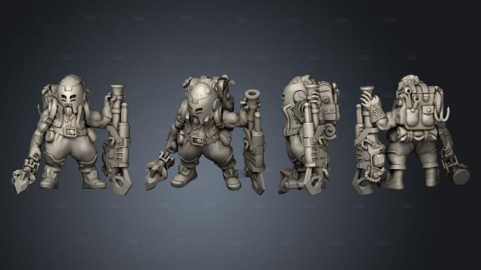 Gnome Artificer Pose 2 Modular stl model for CNC