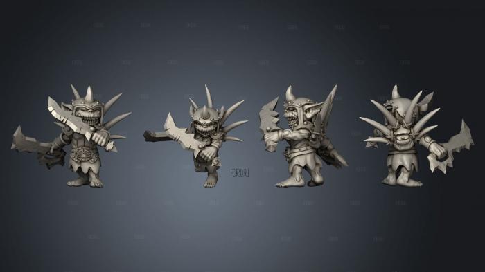 Goblin with Swords stl model for CNC