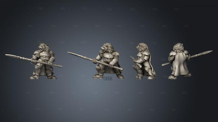 Lion Knight Spears pose 3 stl model for CNC