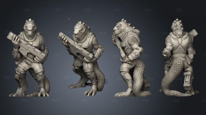 Lizard Alien Soldier Unbased stl model for CNC