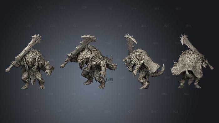 Lizardman D Kit I Fur Cloak Greatblade stl model for CNC