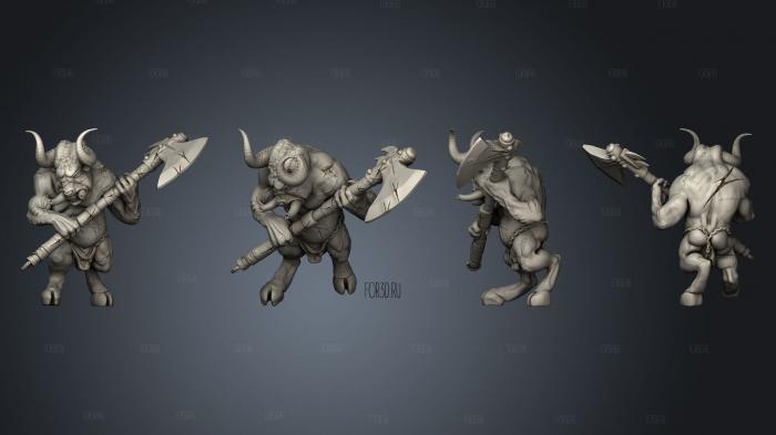 Minotaur B Male Battle Axe stl model for CNC