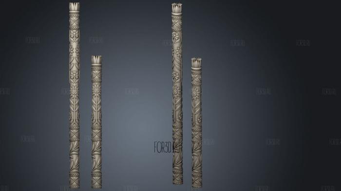 Carved pillars 3d stl for CNC