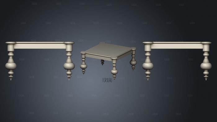 The table is carved with round legs 3d stl for CNC