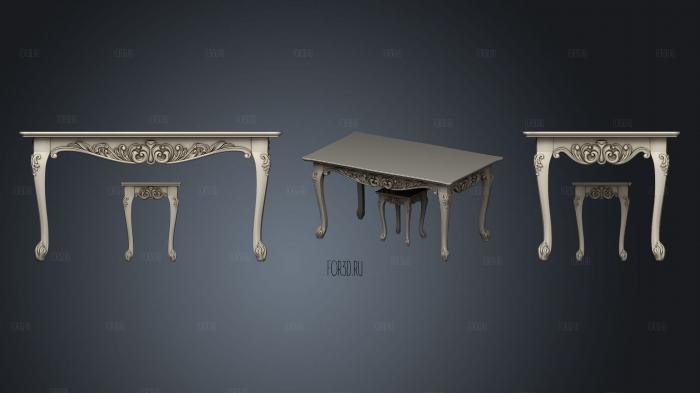 Table and stool 3d stl for CNC