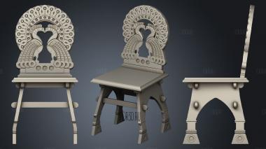 Chair with two peacocks in Russian style stl model for CNC