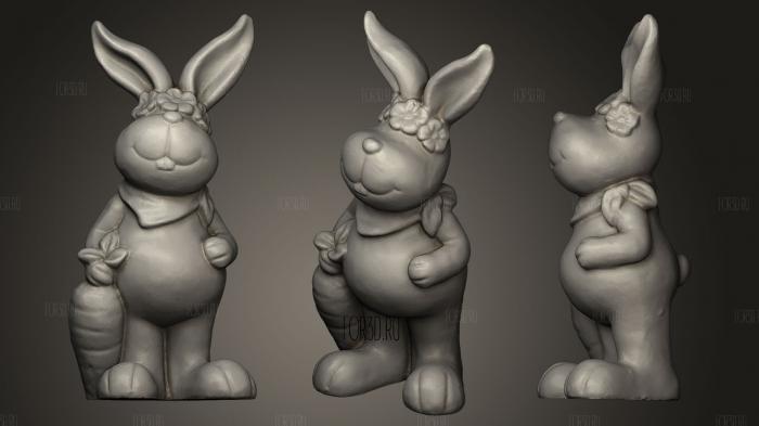 Garden Rabbit Sculpture stl model for CNC