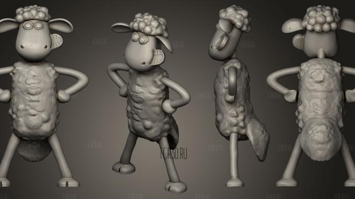 Shaun the Sheep stand pose stl model for CNC