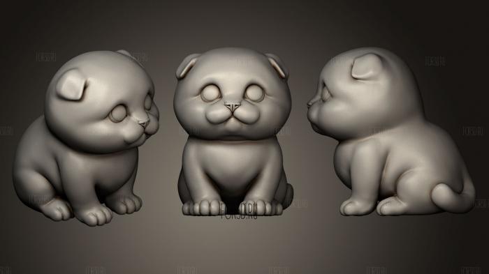 Cute Scottish Fold Kitten STL for 3D Print stl model for CNC