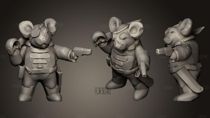 Mouse Pookah Space Pirate stl model for CNC