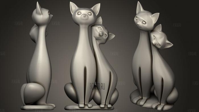 Twin Cats (Dual Extrusion) stl model for CNC