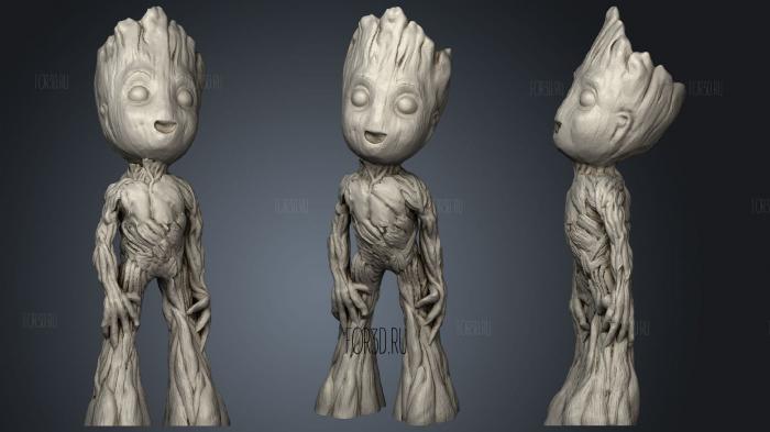 Baby Groot Standing stl model for CNC