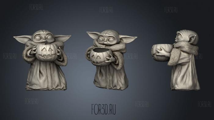 Baby Yoda Halloween special stl model for CNC