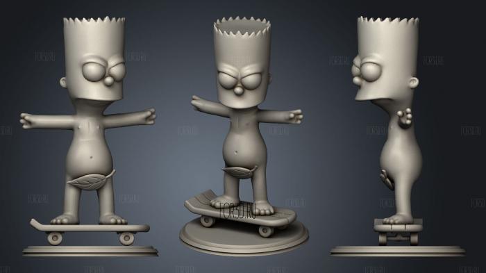Bart Simpson Skating Naked stl model for CNC