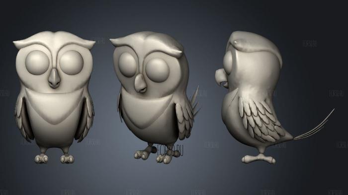 Cartoon Grey Owl stl model for CNC