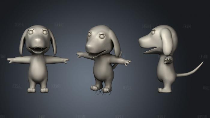Cartoon Hound Dog Rigged stl model for CNC
