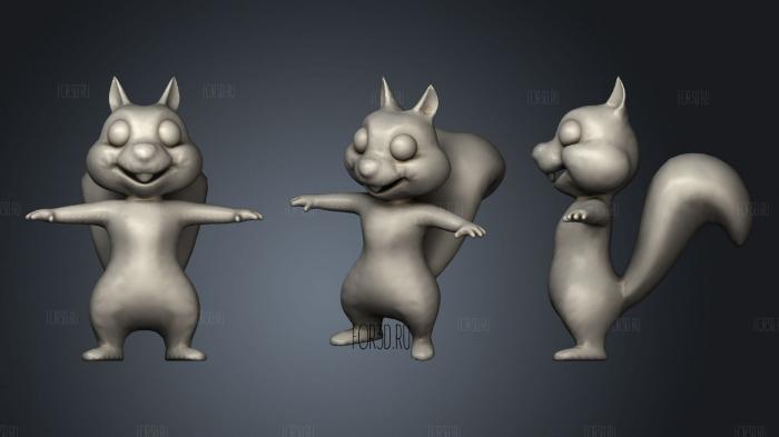 Cartoon Squirrel Rigged Base Mesh 2 stl model for CNC