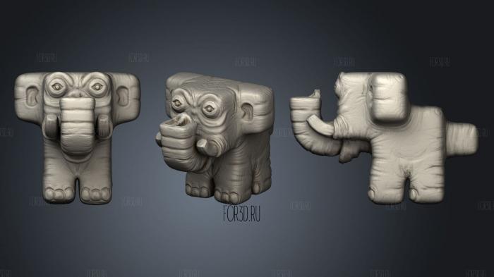 Cube elephant stl model for CNC