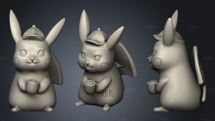 Detective Pikachu Coffee stl model for CNC