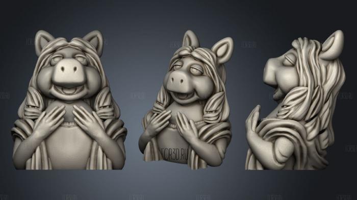 Miss Piggy from Muppets stl model for CNC