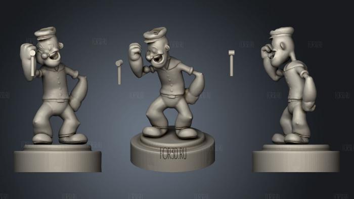 Popeye the sailor backflow incense stl model for CNC