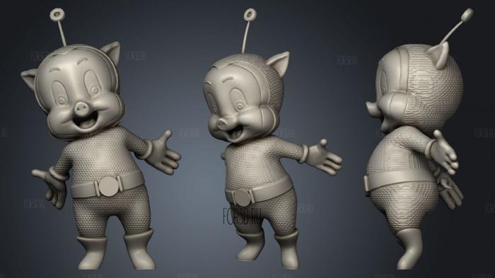 Porky pig space cadet stl model for CNC